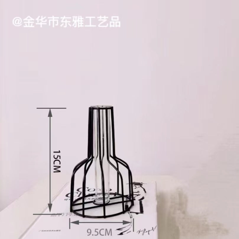 Nordic Iron Metal Vase for Hydroponic Decor